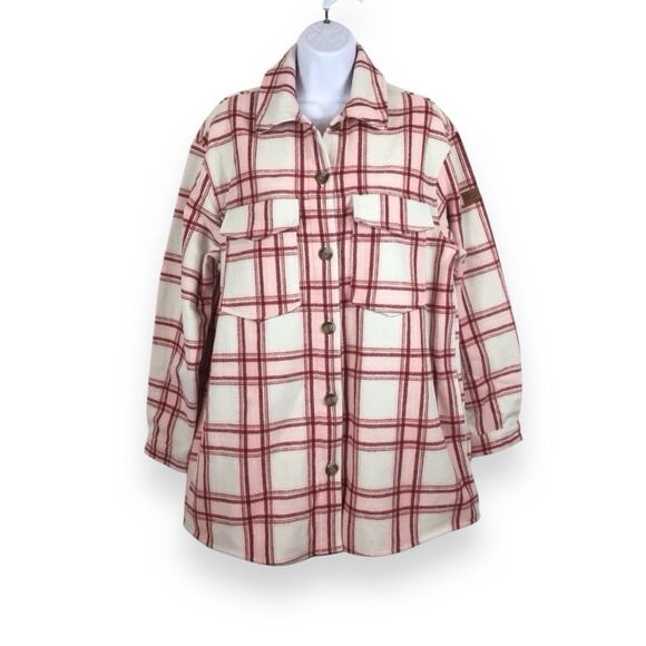 ROXY NWT Check the Swell Wool Blend Flannel Shacket Top Small - Picture 1 of 5